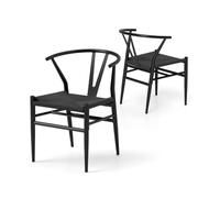 Helloshop26 Lot de 2 chaises de Salle à Manger 46 x 59 x 73 cm Confort Ergonomique Design Moderne en métal Noir 20_0011860