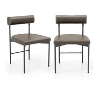 Helloshop26 Lot de 2 chaises de Salle à Manger 47,5 x 46 x 74 cm Dossier incurvé et rembourré Style Contemporain en Similicuir Gris 20_0012428