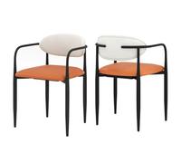 Helloshop26 Lot de 2 chaises de Salle à Manger 54 x 54 x 77 cm Assise Ergonomique Design Moderne en Similicuir Blanc Orange 20_0012433