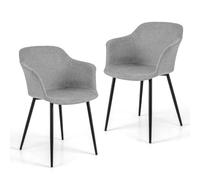 Helloshop26 Lot de 2 chaises de Salle à Manger scandinaves 60 x 53 x 82,5 cm Assise Ergonomique Design Moderne en Lin Blanc 20_0018685