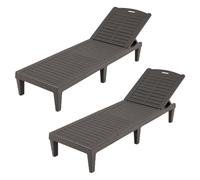 Helloshop26 Lot de 2 chaises Longues de Jardin 187 x 55 x 28 cm Dossier réglable 5 Positions Design scandinave en polypropylène Marron 20_0012448