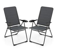 Helloshop26 Lot de 2 chaises Longues de Patio Pliables 71 x 53 x 102 cm Confortables à 7 Positions Moderne en métal Gris 20_0011795