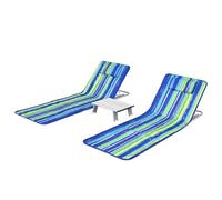 Helloshop26 Lot de 2 chaises Longues inclinables 161 x 51,5 x 27-47 cm avec Table d'appoint portative Style Outdoor en Tissu Oxford Bleu 20_0020661