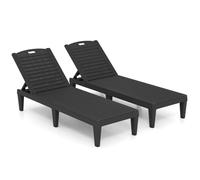 Helloshop26 Lot de 2 chaises Longues Jardin 156,21 x 54,61 x 82,55 cm Dossier réglable Confortable Design Moderne en PP Noir 20_0011794