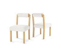 Helloshop26 Lot de 2 chaises Salle à Manger 50 x 59 x 85 cm Assise Ergonomique Ambiance Cosy Design Moderne en Bois d'hévéa Blanc 20_0011791
