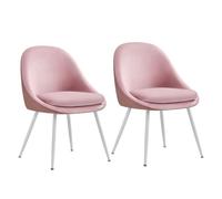 Helloshop26 Lot de 2 chaises Salle à Manger supportant Jusqu’à 120 kg Coussin rembourré 55 cm d’épaisseur Pieds évasés pour Bureau Salon Rose 12_0006217