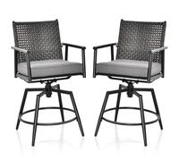 Helloshop26 Lot de 2 chaises tabourets de Bar rotatifs 55 x 68 x 106 cm Confort Assise Ergonomique Ambiance Cosy en métal Noir 20_0019544