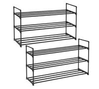 Helloshop26 Lot de 2 étagères à Chaussures organiseurs de Chaussures à 3 Niveaux Rangement Chaussures en métal capacité 24 à 30 Paires de Chaussures pour Salon entrée Couloir Noir 12_0006219