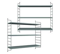 Helloshop26 Lot de 2 étagères murales Meuble de Rangement Moderne Acier 50 x 60 x 15 cm Bleu Gris 03_0009745