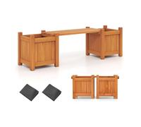 Helloshop26 Lot de 2 jardinières d'extérieur avec Banc 106 x 27 x 29 cm Design 2 en 1 en Bois Massif Orange 20_0018950