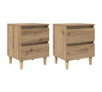 Helloshop26 Lot de 2 Meubles de lit avec tiroir rustiques élégants 40 x 35 x 50 cm en Bois d'ingénierie chêne Artisanal 02_0054525