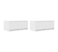 Helloshop26 Lot de 2 Meubles TV muraux Peu encombrants 60 x 31 x 25 cm Design Pratique Blanc en Bois d'ingénierie 02_0051672