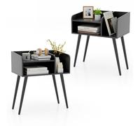 Helloshop26 Lot de 2 Tables de Chevet Modernes 50 x 32 x 58 cm Rangement à 2 Niveaux élégance intemporelle en Bois d'ingénierie Noir 20_0012523