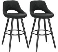 Helloshop26 Lot de 2 tabourets de Bar en revêtement Tissu avec Pieds en Bois Anthracite 19_0000563