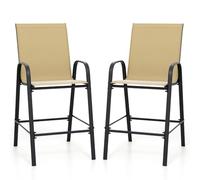 Helloshop26 Lot de 2 tabourets de Bar extérieurs en Tissu 62 x 76 x 130 cm avec Dossier Haut et accoudoirs Design en métal Beige 20_0019046