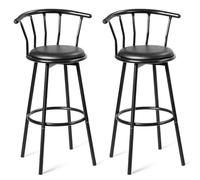 Helloshop26 Lot de 2 tabourets de Bar pivolant de 360° Structure en Acier avec Coussin Eponge et Repose-Pieds Charge Max 130kg 20_0003158