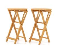 Helloshop26 Lot de 2 tabourets de Bar pliants en Bambou Tabouret Haut Chaise Bar Bistro avec Repose-Pieds poignées sans Assemblage 36 x 33 x 61 cm 20_0005858