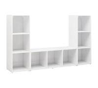 Helloshop26 Lot de 3 Meubles TV Classiques modulables Vogue Rangement 107 x 35 x 37 cm en Bois d'ingénierie Blanc 02_0055130