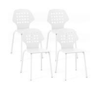 Helloshop26 Lot de 4 chaises de Salle à Manger en métal Chaise de Cuisine Moderne avec Dossier Creux et Pieds Chaise d'invité sans accoudoirs Blanc 20_0008797