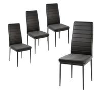 Helloshop26 Lot de 4 chaises de Salle à Manger rembourrées 52,5 x 43 x 96,5 cm Confortables au Design Moderne en Cuir synthétique Noir 20_0012589