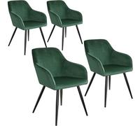 Helloshop26 Lot de 4 chaises Pieds Noir siège de Salon Cuisine Salle à Manger Design élégant Velours Vert 08_0000074