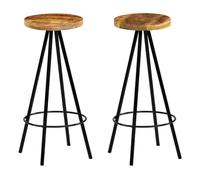 Helloshop26 Lot de Deux tabourets de Bar Design Chaise siège Bois Massif de manguier 1202183