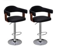 Lot de deux tabourets de bar design chaise siège cadre en bois courbé hauteur réglable 1202168