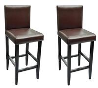 Lot de deux tabourets de bar design chaise siège cuir synthétique marron 1202096