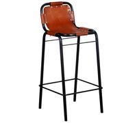 Lot de deux tabourets de bar design chaise siège cuir véritable marron 1202051 Marron