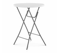 Helloshop26 Mange-Debout Pliant 110 cm Table de bistrot Ronde Pliante Pliable (Plateau : ø 80 cm, Hauteur : 110 cm, capacité de Charge : 100 kg, Coloris : Blanc) 14_0004487