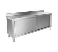 Helloshop26 Meuble Bas de Cuisine 200x60 cm avec Rebord Acier Inoxydable 14_0002489
