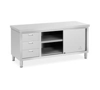 Helloshop26 Meuble Bas en Acier Inoxydable 180 x 70 x 85 cm capacité de 600 kg 3 tiroirs Professionnel 14_0005093
