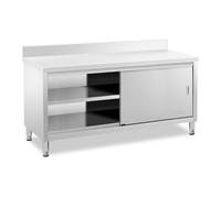 Helloshop26 Meuble Bas en Acier Inoxydable Plan de Travail Cuisine Armoire avec Portes coulissantes avec dosseret 180 x 60 cm capacité de 600 kg 14_0005095