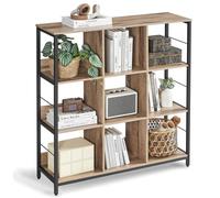 Helloshop26 Meuble de Rangement 3 Niveaux étagère Rangement bibliothèque Style Industriel 9 Cubes pour Salon Bureau entrée Cuisine 100 x 30 x 1031 cm Marron 12_0006397