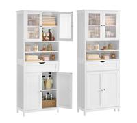 Helloshop26 Meuble de Rangement avec éclairage Armoire de Salle de Bain 30 x 60 x 170 cm avec étagères réglables tiroir Compartiments Ouverts pour Salle de Bain Salon Salle à Manger Blanc 12_0008023