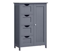 Helloshop26 Meuble de Salle de Bain 30 x 55 x 82 cm sur Pied Meuble de Rangement avec 4 tiroirs Porte Simple étagère réglable pour Salon Cuisine et Couloir Blanc 12_0006498