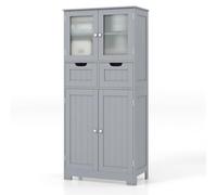Helloshop26 Meuble de Salle de Bain à 4 Portes 2 tiroirs Colonne Salle de Bain Armoire Haute avec étagères réglables pour Salon Cuisine 60 x 30 x 128 cm Gris 20_0005881