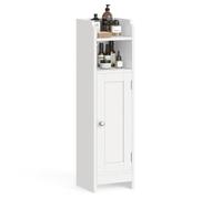 Helloshop26 Meuble de Salle de Bain Armoire de Toilettes 18 x 20 x 80 cm Placard Fin Meuble de Rangement Haut étagères réglables Gain de Place Montage Facile Blanc 12_0006469