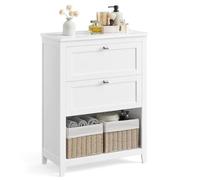 Helloshop26 Meuble de Salle de Bain Meuble de Rangement 2 tiroirs avec 1 séparateur réglable 2 paniers Buffet Blanc 12_0006478