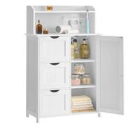 Helloshop26 Meuble de Salle de Bain Meuble de Rangement Armoire avec multiprise 3 tiroirs 1 Porte 2 étagères réglables pour Salle à Manger Cuisine Salon Blanc 12_0008024