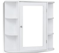 Helloshop26 Meuble de Salle de Bain Murale en MDF Blanc avec 1 Porte et 6 etagères 66 x 16,5 x 63 cm 20_0004911