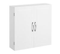 Helloshop26 Meuble de Salle de Bain Placard Mural Armoire Rangement Mur 2 Portes avec 2 étagères réglables 60 x 18 x 60 cm Style scandinave Nordique Blanc Mat 12_0006492