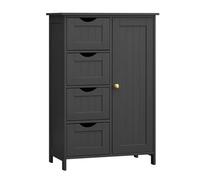 Helloshop26 Meuble de Salle de Bain sur Pied Meuble de Rangement avec 4 tiroirs 30 x 55 x 82 cm Porte Simple étagère réglable pour Salon Cuisine et Couloir Noir 12_0006500