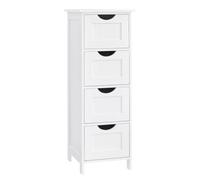 Helloshop26 Meuble de Salle de Bain sur Pieds Meuble de Rangement avec 4 tiroirs 30 x 30 x 82 cm pour Salon Cuisine et Couloir Blanc 12_0006505