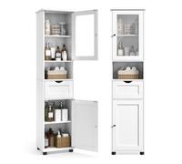 Helloshop26 Meuble Salle de Bain Colonne Rangement 30 x 40 x 165 cm avec étagères réglables placards à Porte tiroir Compartiment Gain de Place Blanc 12_0006523