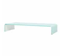 Helloshop26 Meuble télé Buffet TV télévision Design Pratique pour Moniteur 90 cm Verre Blanc 2502252
