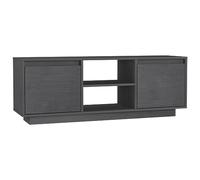 Helloshop26 Meuble TV multimédia étagère télévision Buffet téléviseur Salle à Manger Salon Chambre 110 x 30 x 40 cm Bois de pin Massif Gris 02_0025721