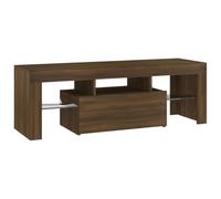 Helloshop26 Meuble TV multimédia étagère télévision Buffet téléviseur Salle à Manger Salon Chambre avec lumières LED chêne 120 x 35 x 40 cm Brun 02_0026668