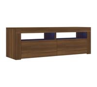 Helloshop26 Meuble TV multimédia étagère télévision Buffet téléviseur Salle à Manger Salon Chambre avec lumières LED chêne 120 x 35 x 40 cm Brun 02_0026669