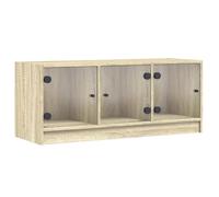 Helloshop26 Meuble TV multimédia étagère télévision Buffet téléviseur Salle à Manger Salon Chambre avec Portes en Verre chêne Sonoma 102 x 37 x 42 cm Brun 02_0026922